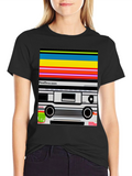 Retro Cassette Tape Graphic Tee - Black