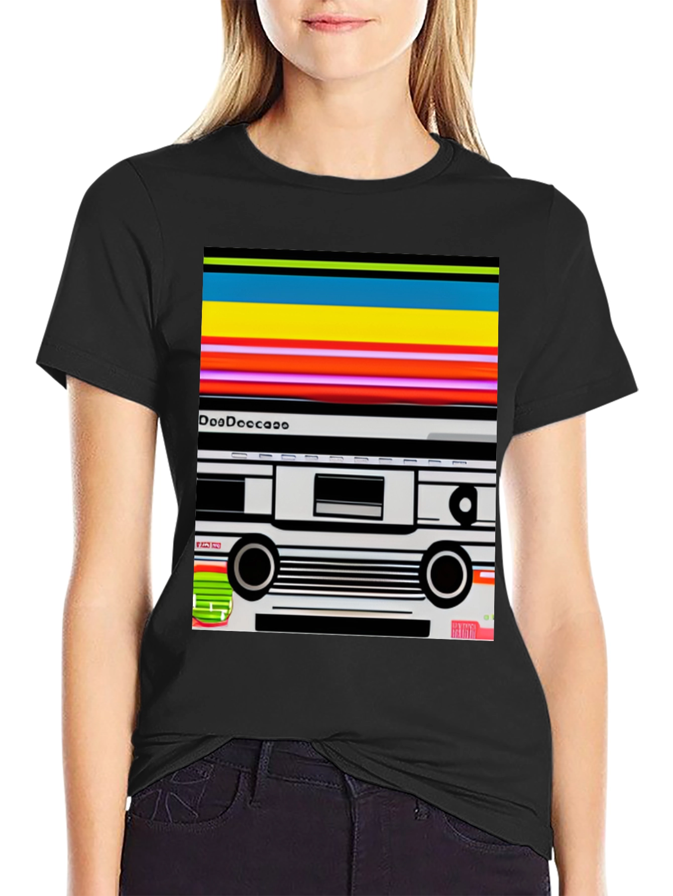 Retro Cassette Tape Graphic Tee - Black