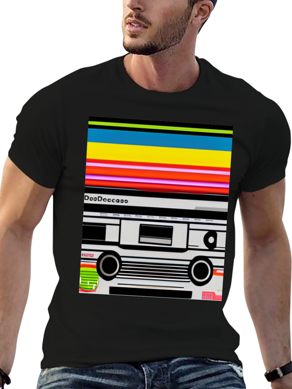Retro Cassette Tape Graphic Tee - Black