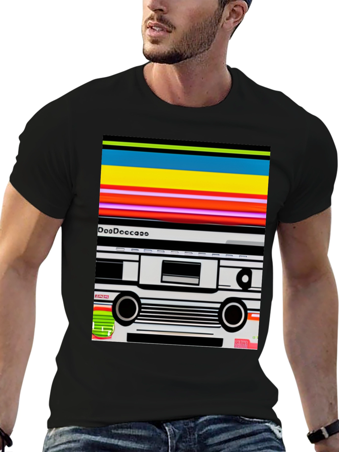 Retro Cassette Tape Graphic Tee - Black