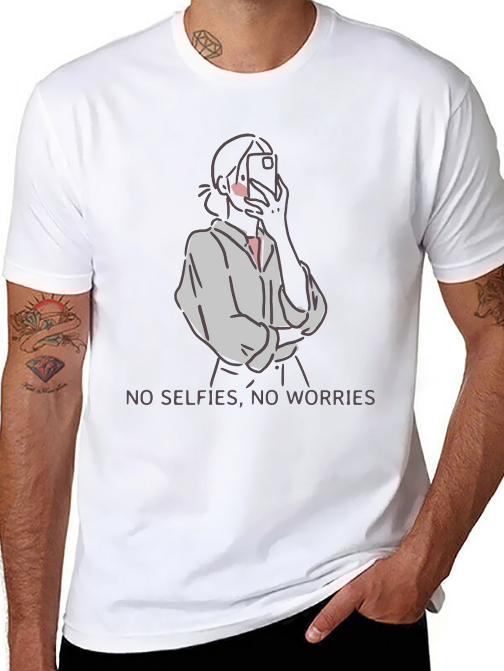 No Selfies No Worries Graphic Tee