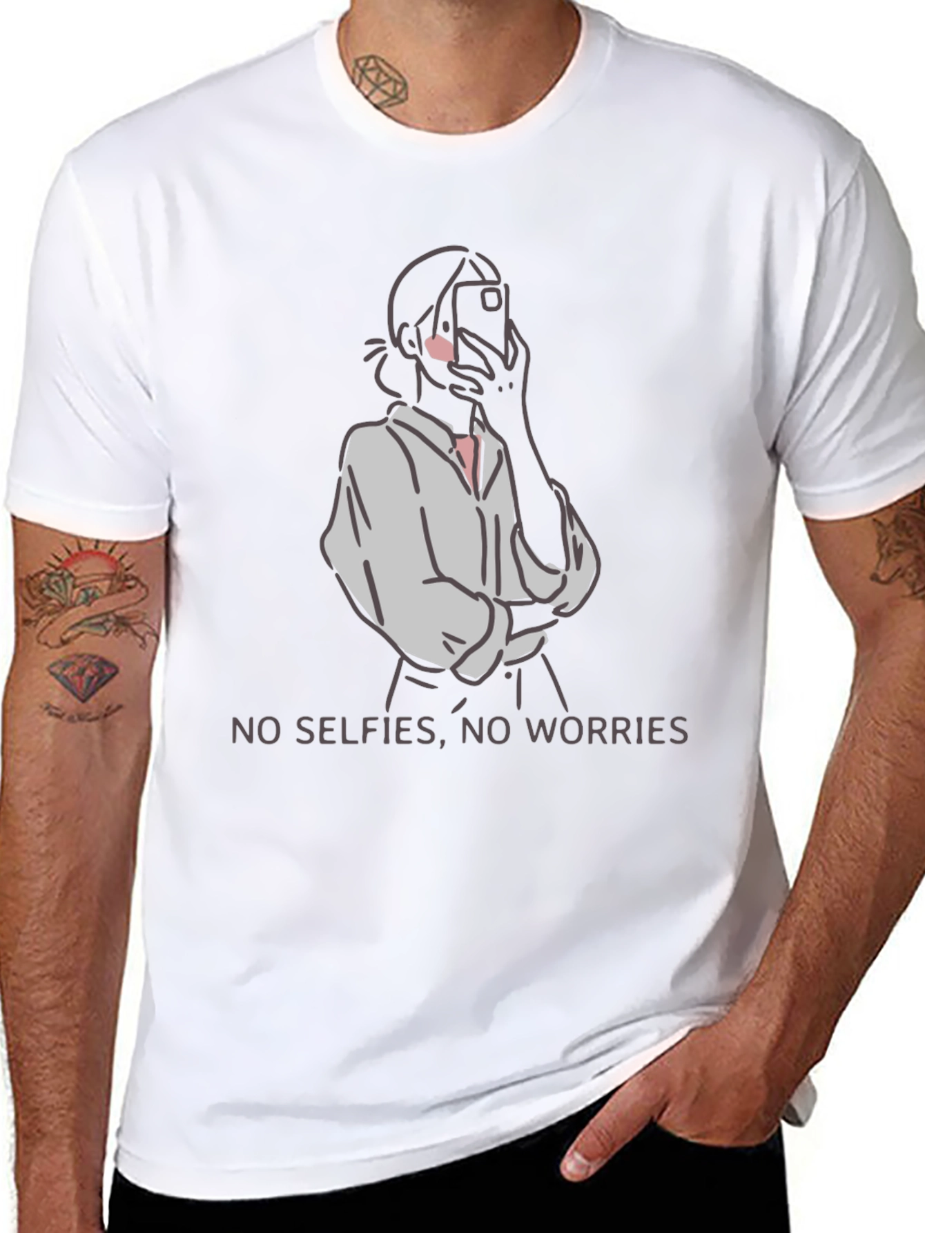 No Selfies No Worries Graphic Tee
