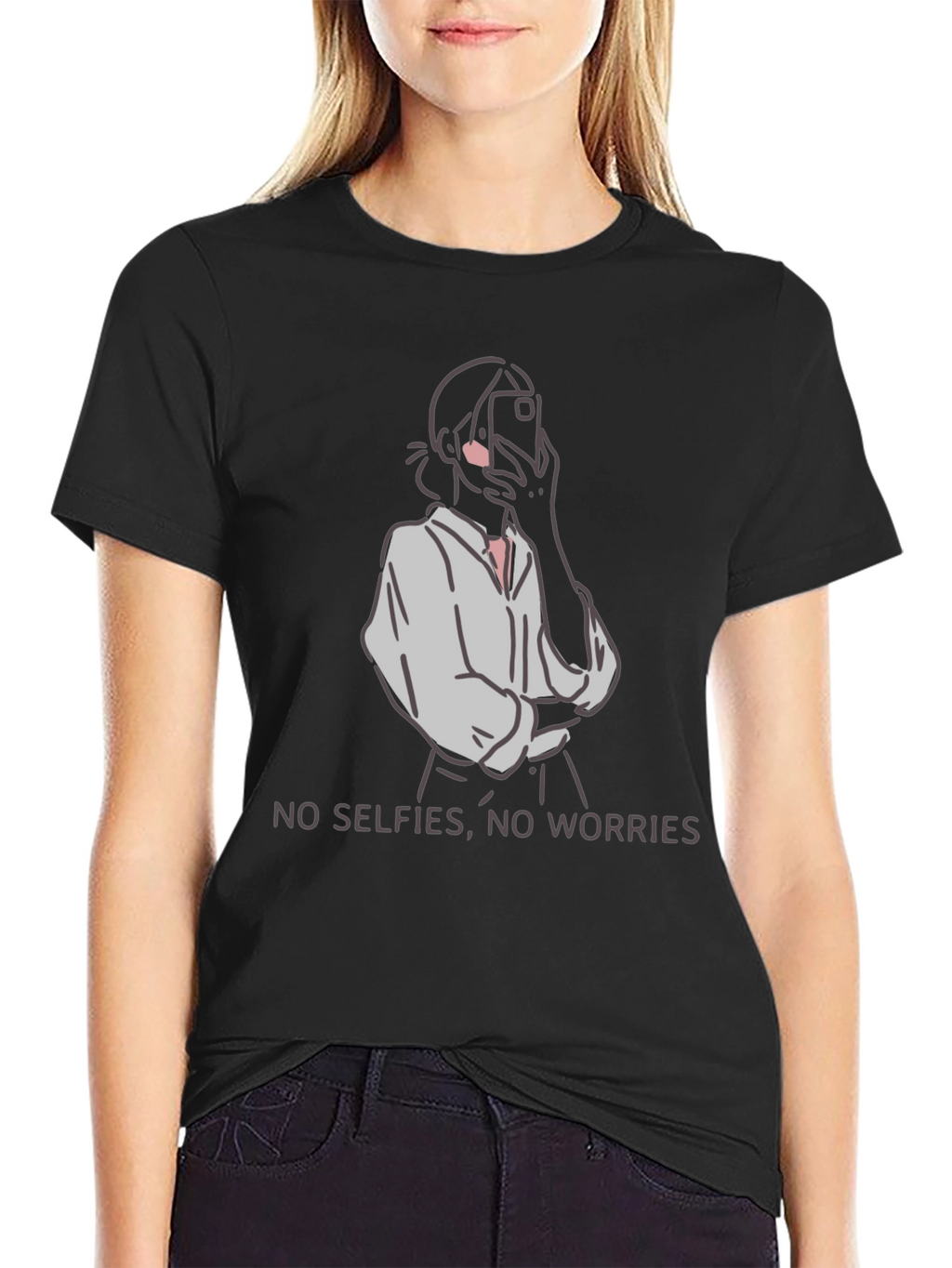 No Selfies No Worries Graphic Tee