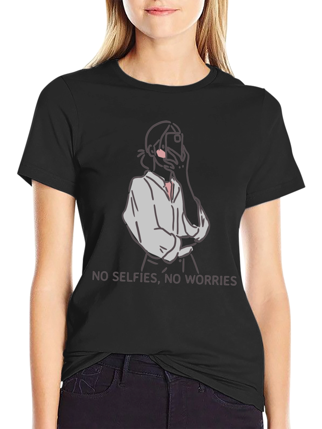 No Selfies No Worries Graphic Tee
