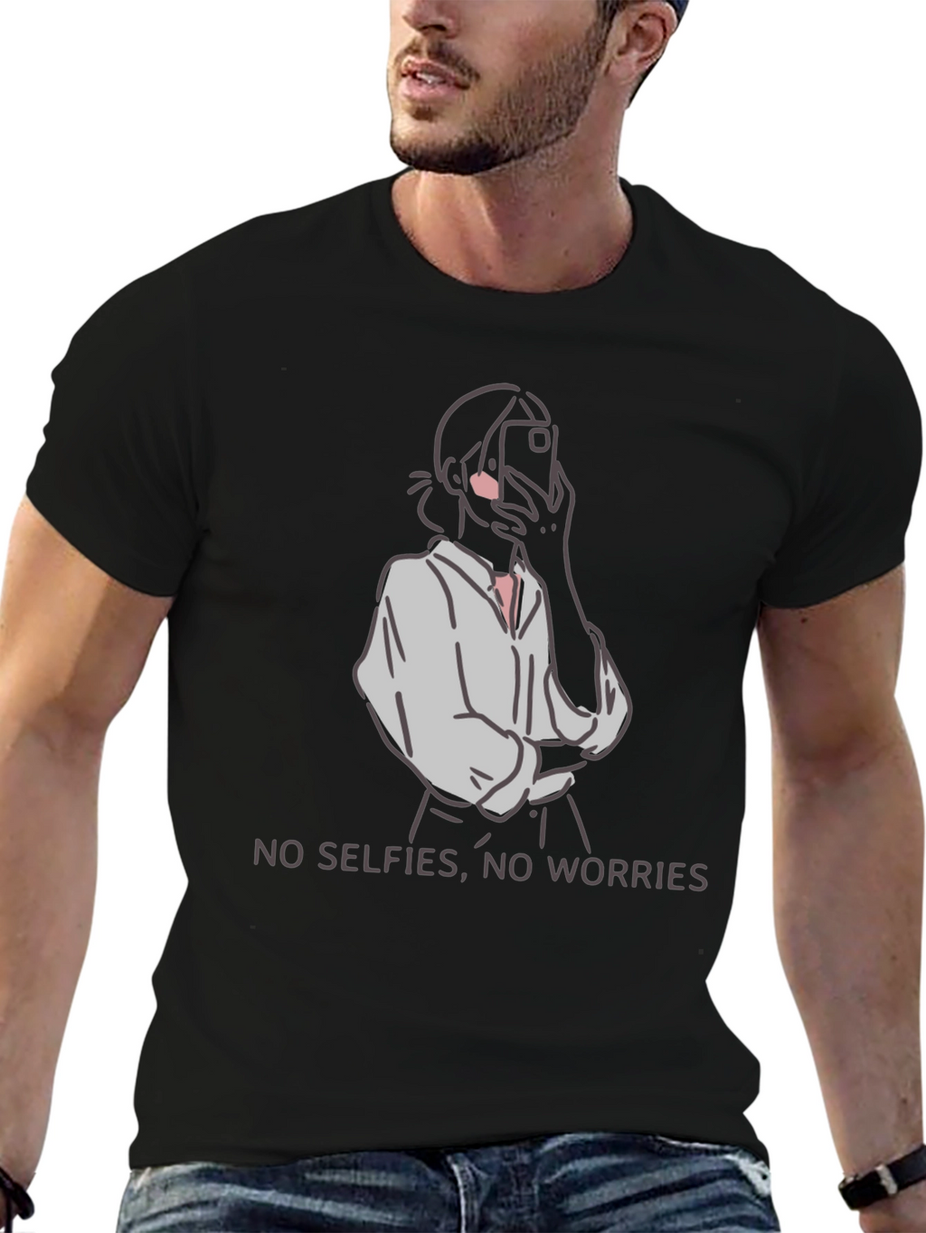 No Selfies No Worries Graphic Tee