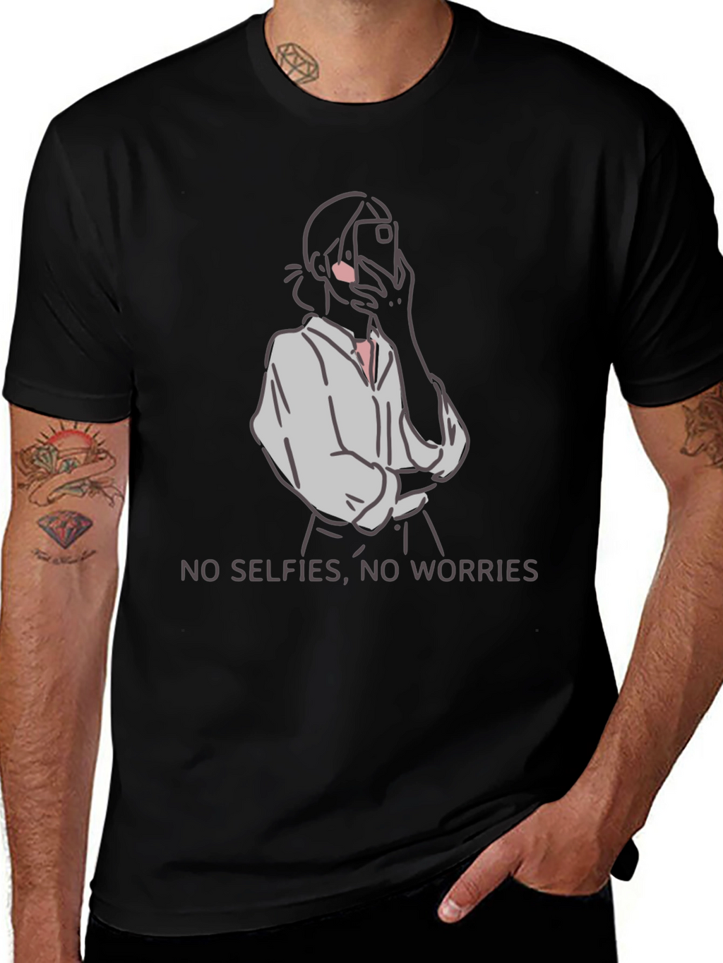 No Selfies No Worries Graphic Tee