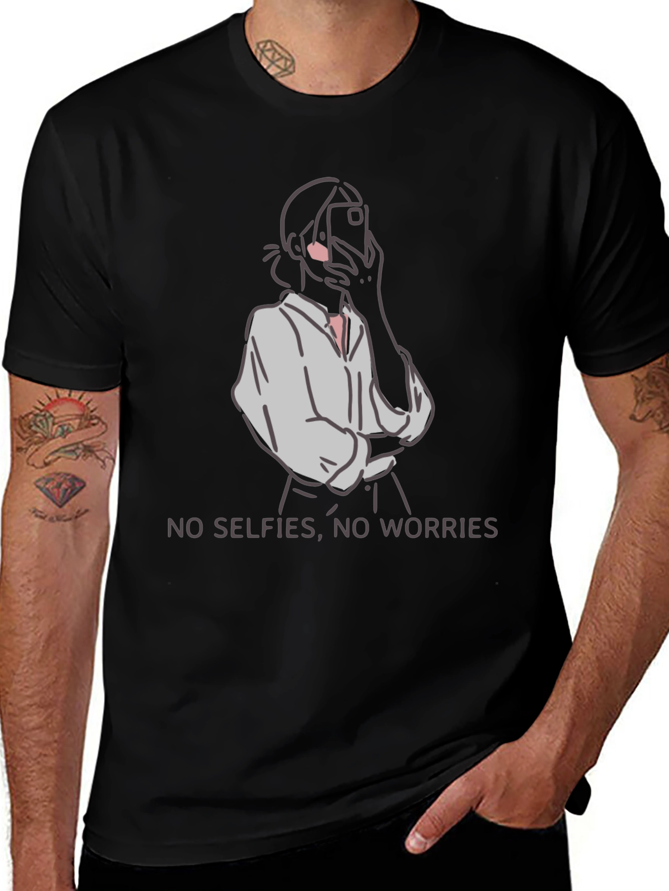 No Selfies No Worries Graphic Tee