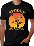 Spooky Halloween Tree Cats Graphic T-Shirt