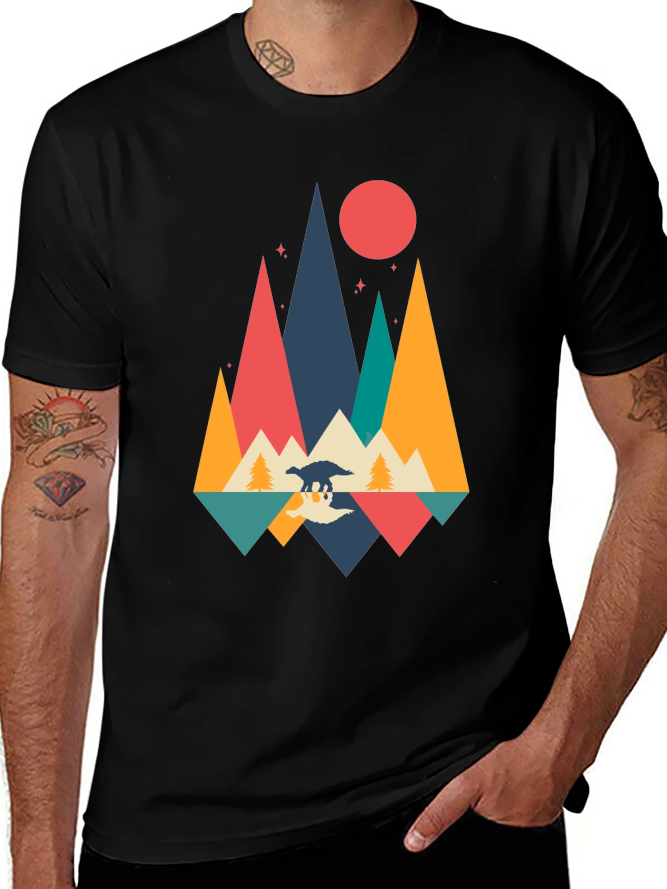 Retro Dinosaur Mountain Graphic Tee