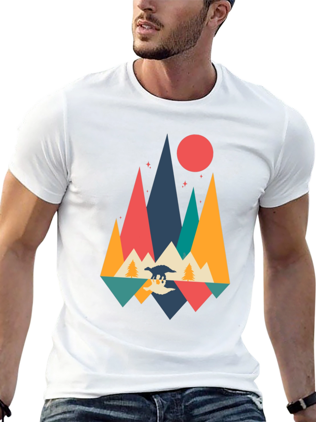 Retro Dinosaur Mountain Graphic Tee