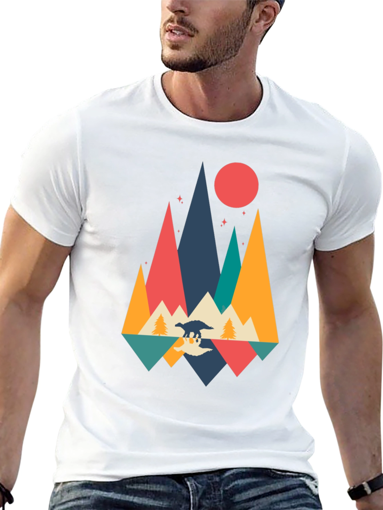 Retro Dinosaur Mountain Graphic Tee