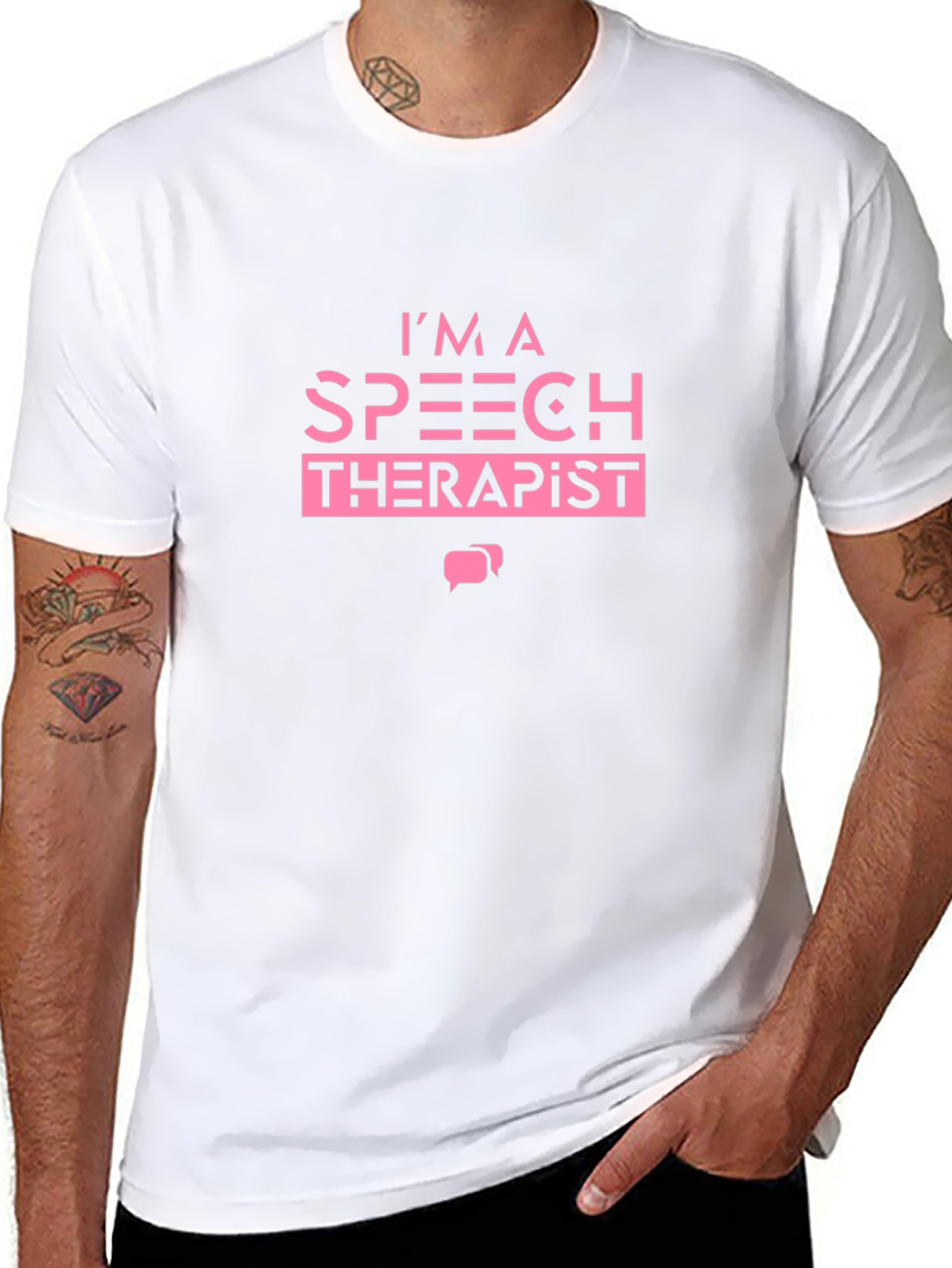 Speech Therapist Graphic T-Shirt Pink Text on Black