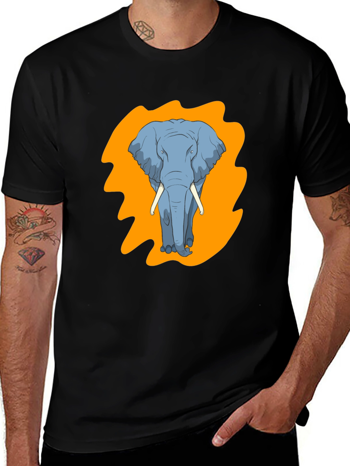 Elephant Graphic Tee - Stylish Mens Black T-Shirt