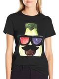Funny Avocado 3D Glasses Graphic T-Shirt