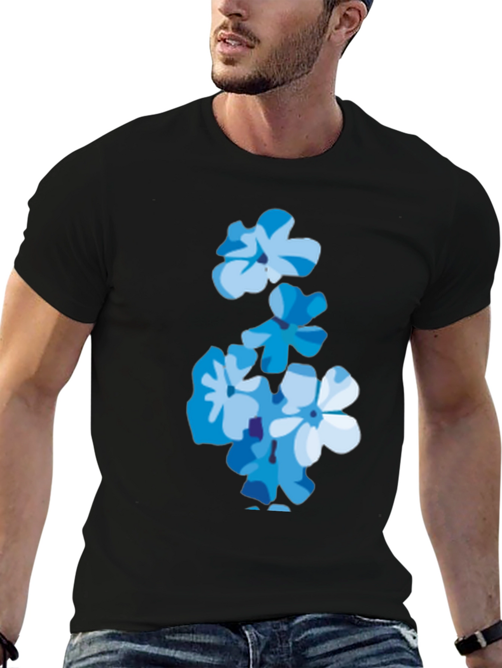 Floral Print Tee - Trendy Blue Flower T-Shirt