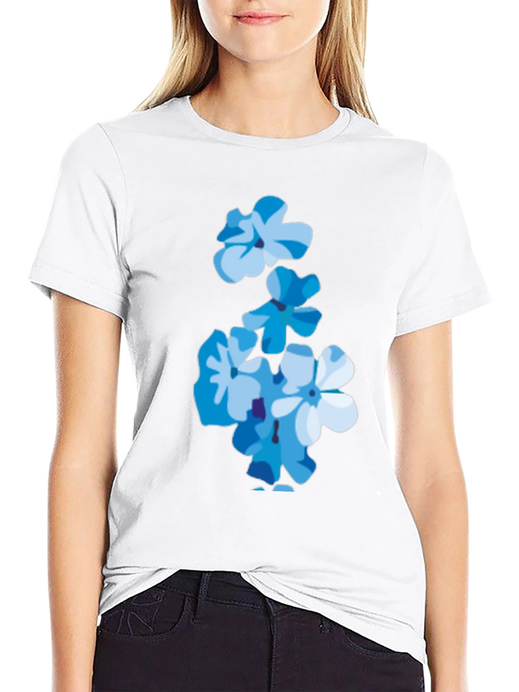 Floral Print Tee - Trendy Blue Flower T-Shirt