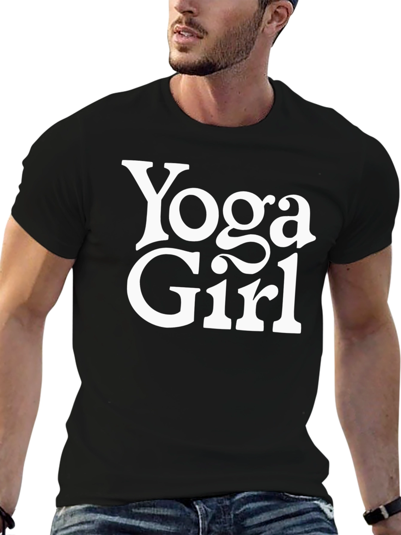Yoga Girl Graphic Tee - Black Cotton T-Shirt