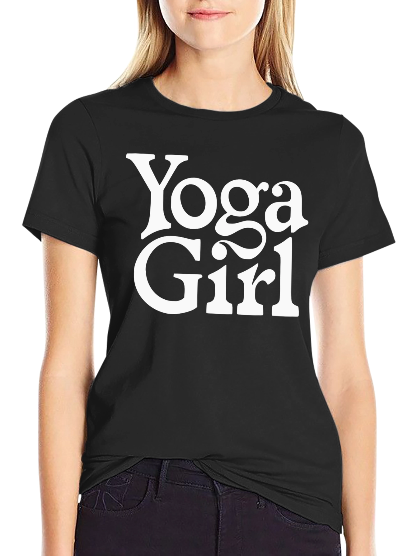 Yoga Girl Graphic Tee - Black Cotton T-Shirt