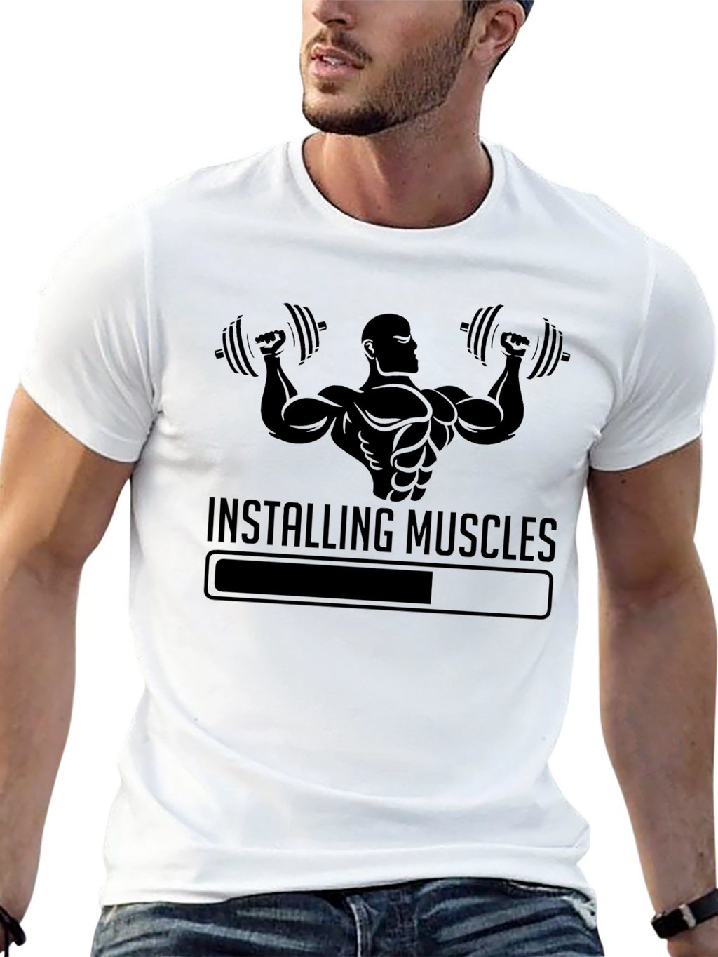 Installing Muscles T-Shirt - Gym Workout Bodybuilding Tee