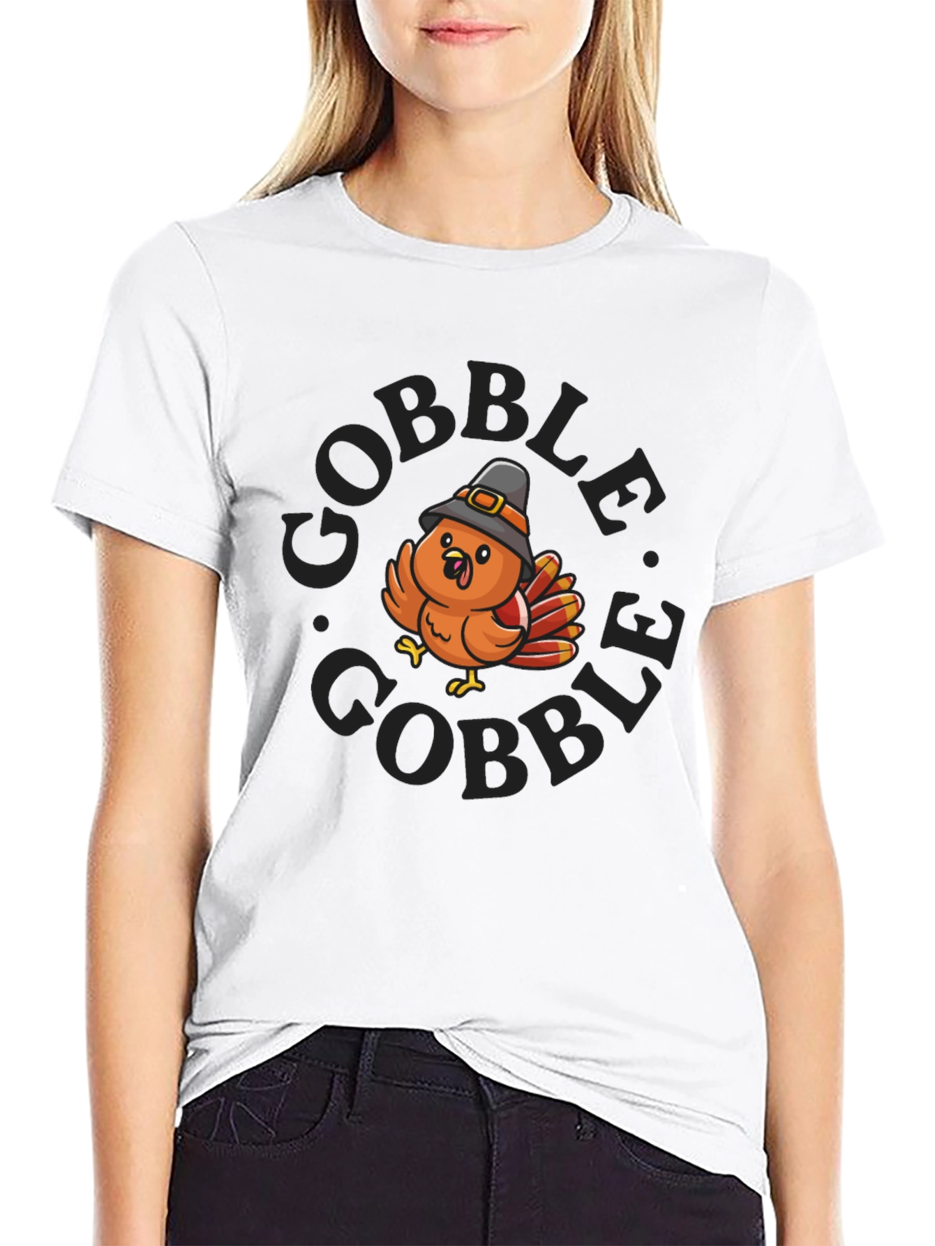 Gobble Turkey Graphic T-Shirt - Thanksgiving