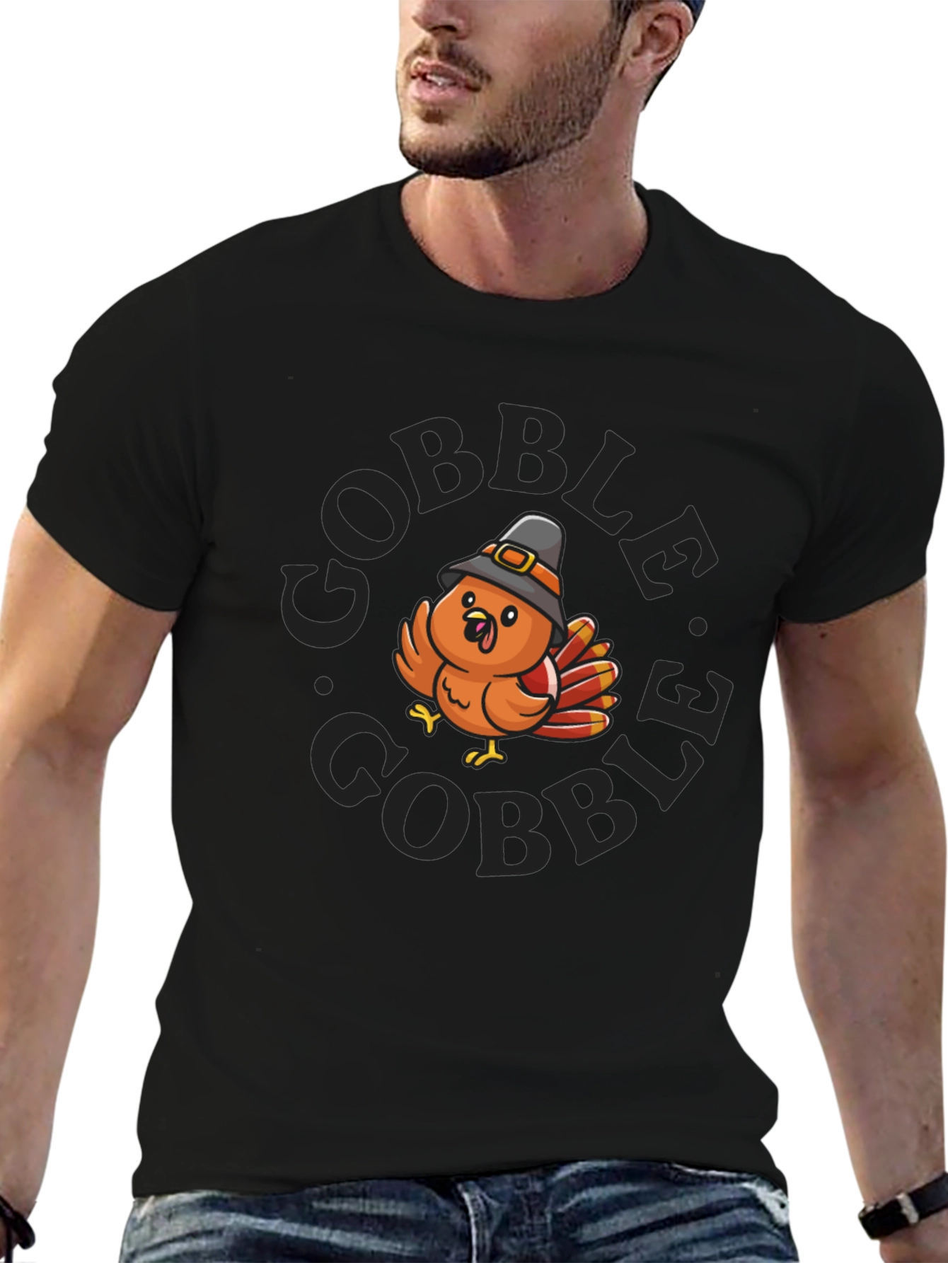 Gobble Turkey Graphic T-Shirt - Thanksgiving