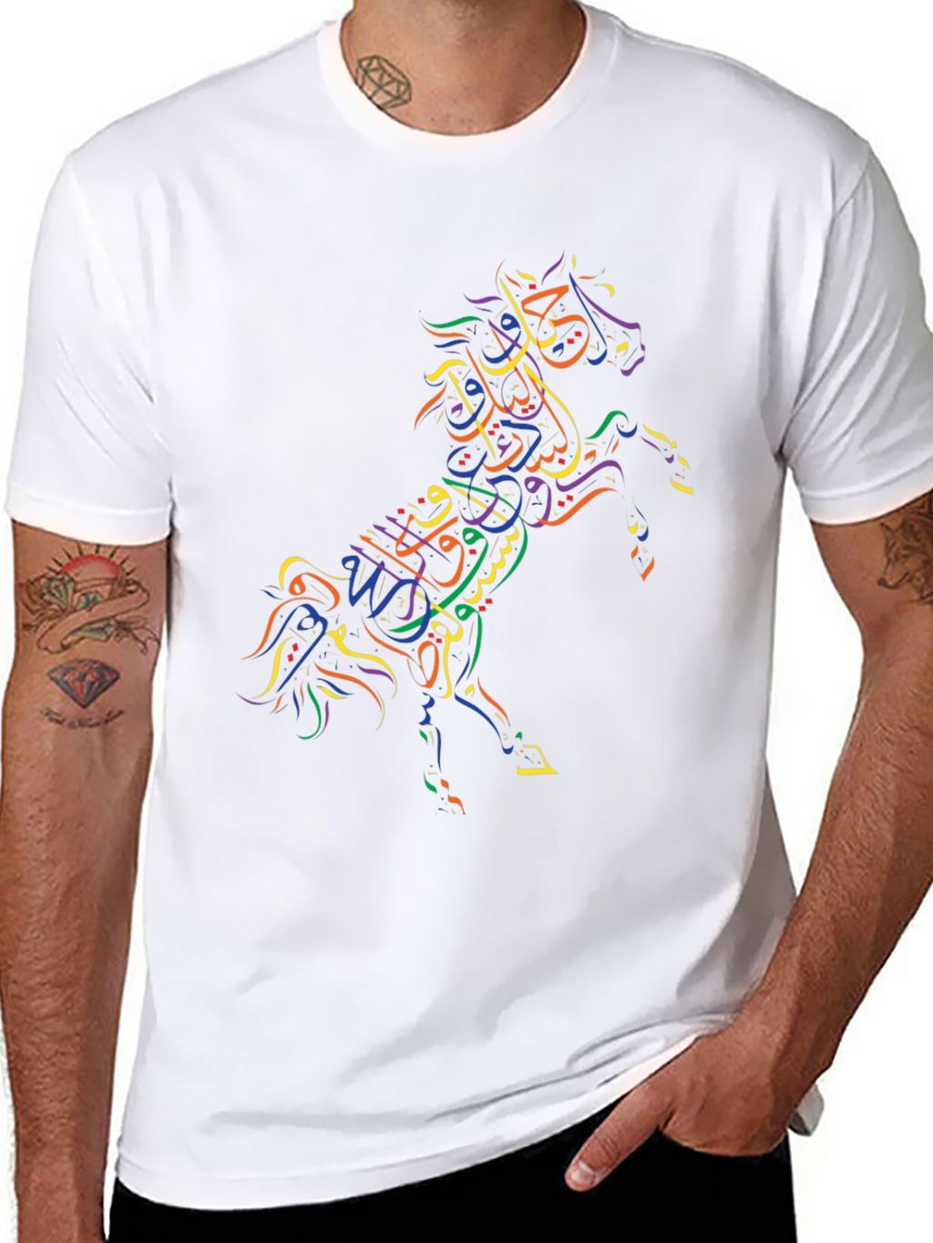 Arabic Calligraphy Horse Black T-Shirt
