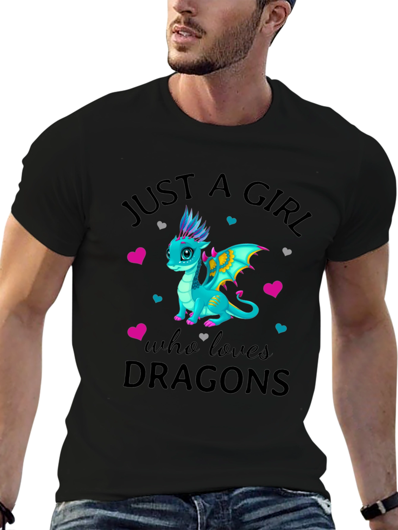Just a Girl Who Loves Dragons Black T-Shirt