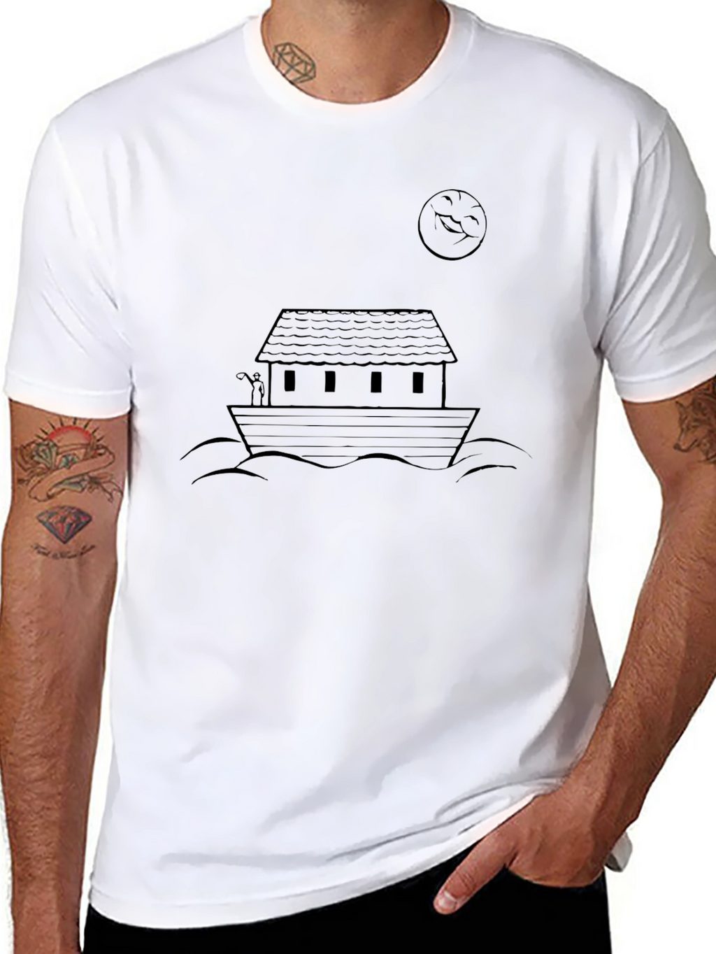 Noahs Ark Graphic Tee - Black Cotton Comfort