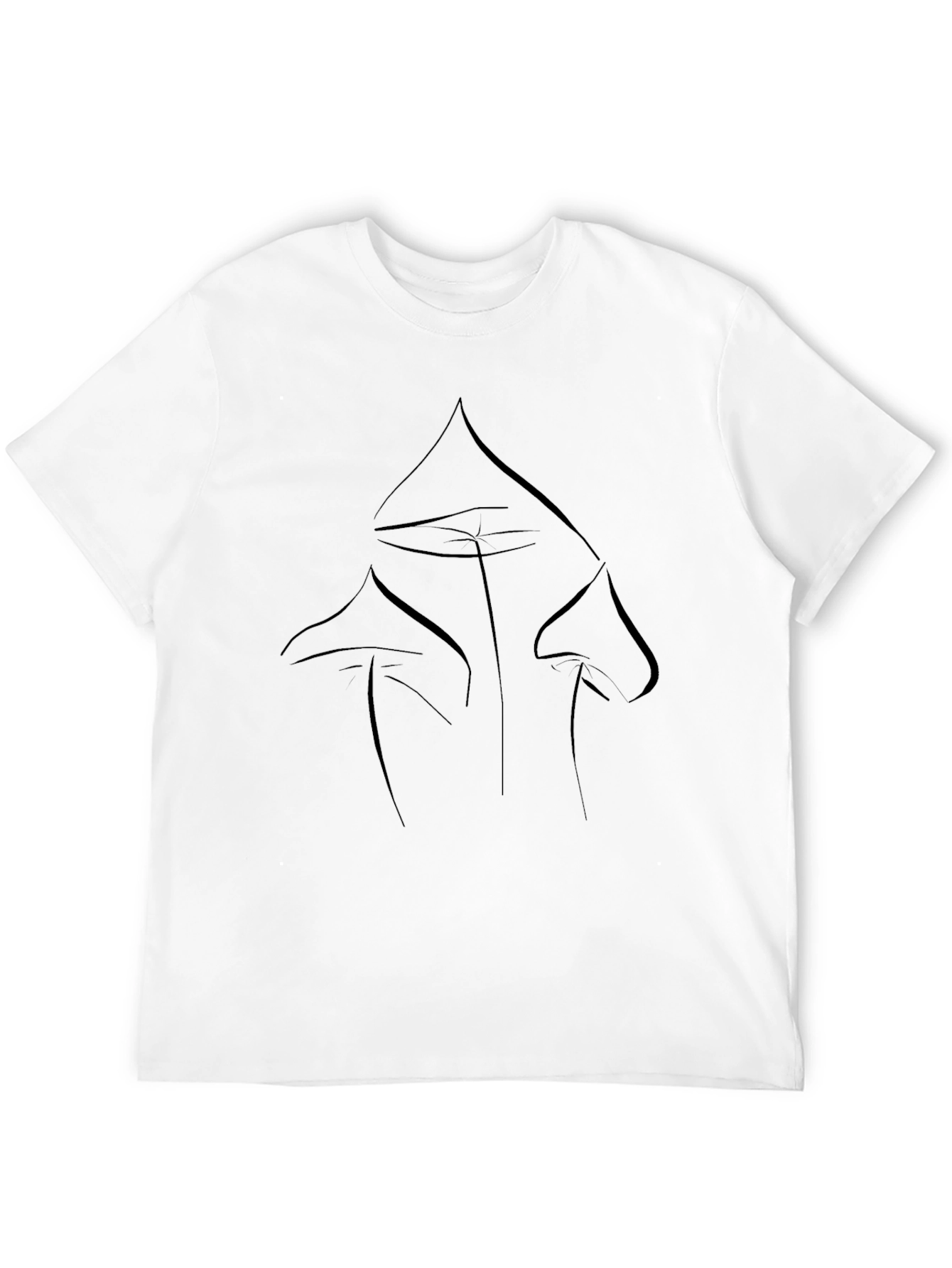 Minimalist Mushroom Graphic Black T-Shirt