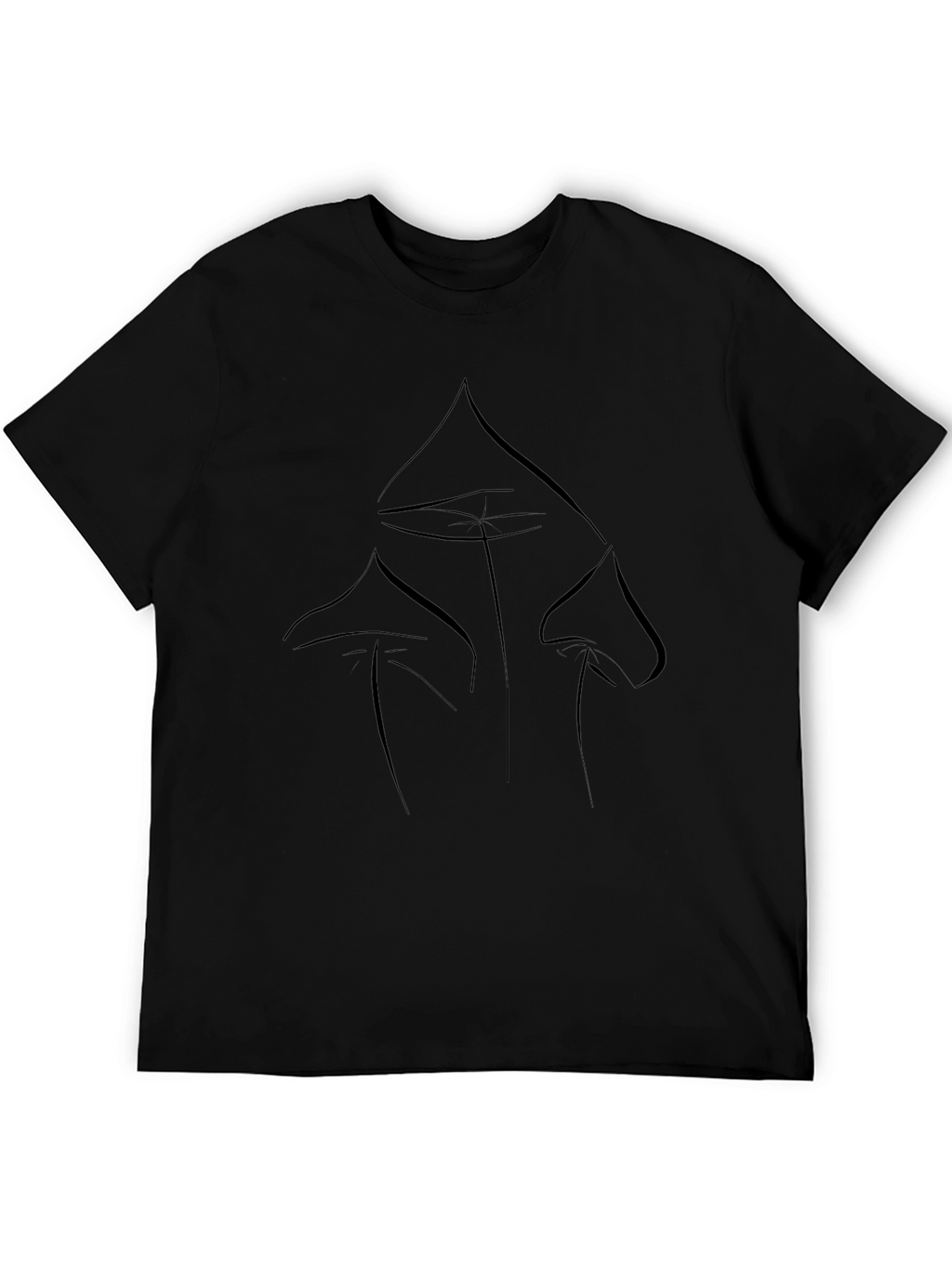 Minimalist Mushroom Graphic Black T-Shirt