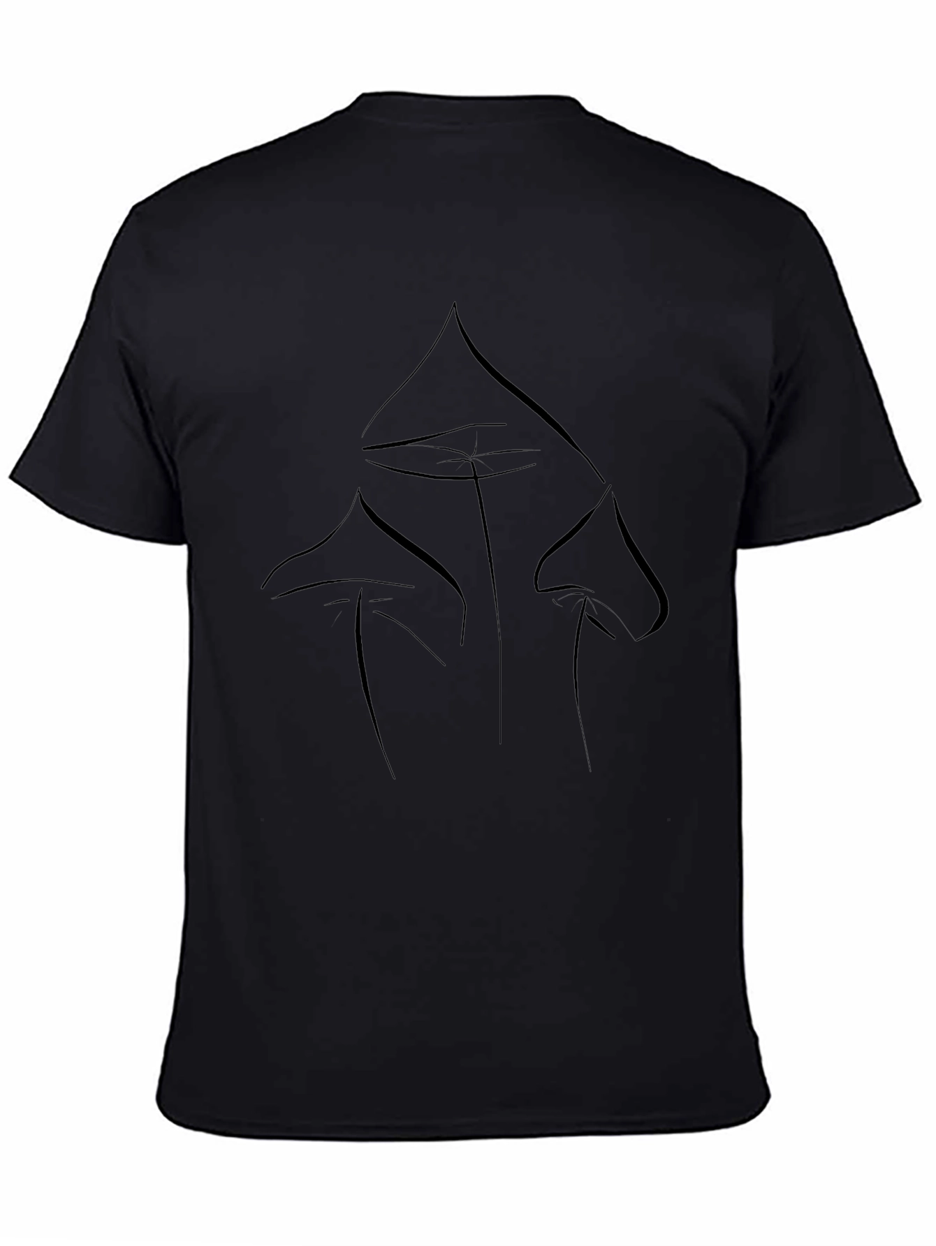 Minimalist Mushroom Graphic Black T-Shirt