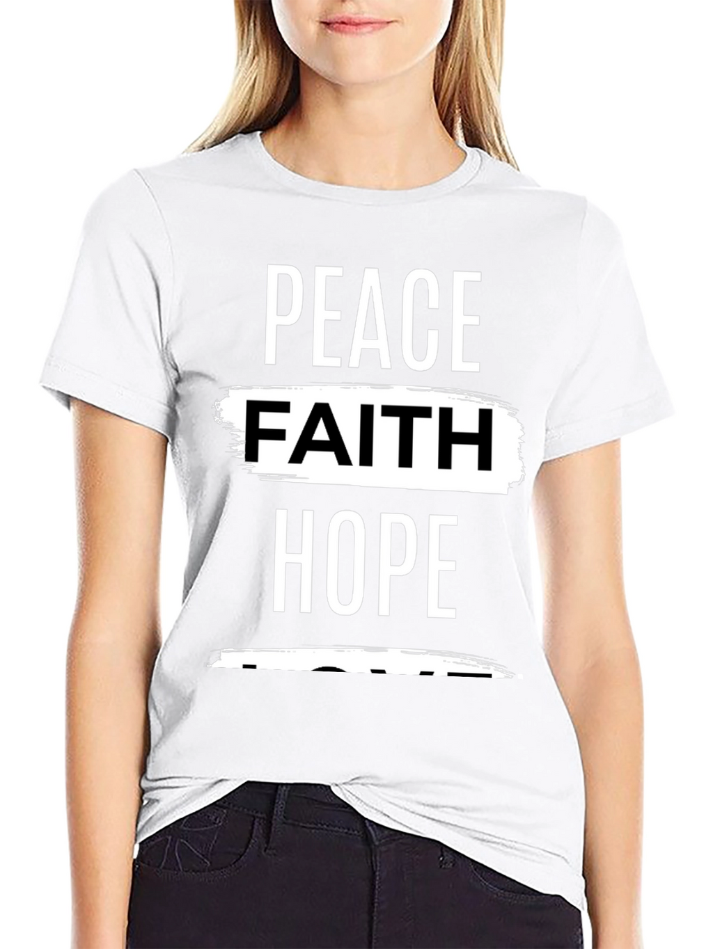 Peace Faith Hope Graphic Tee - Black