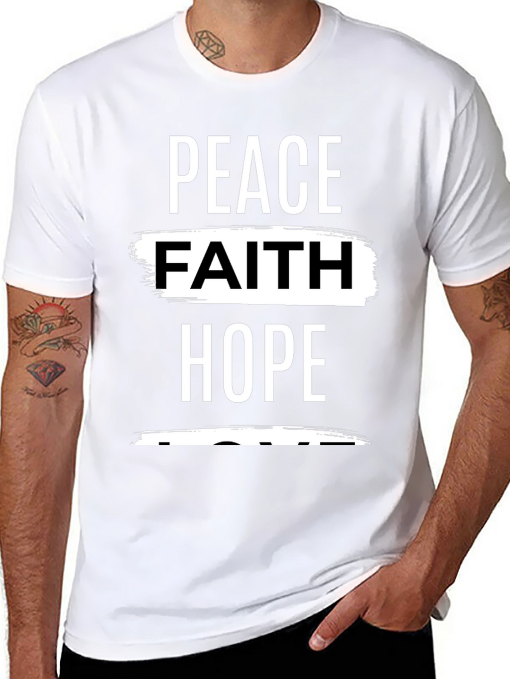 Peace Faith Hope Graphic Tee - Black