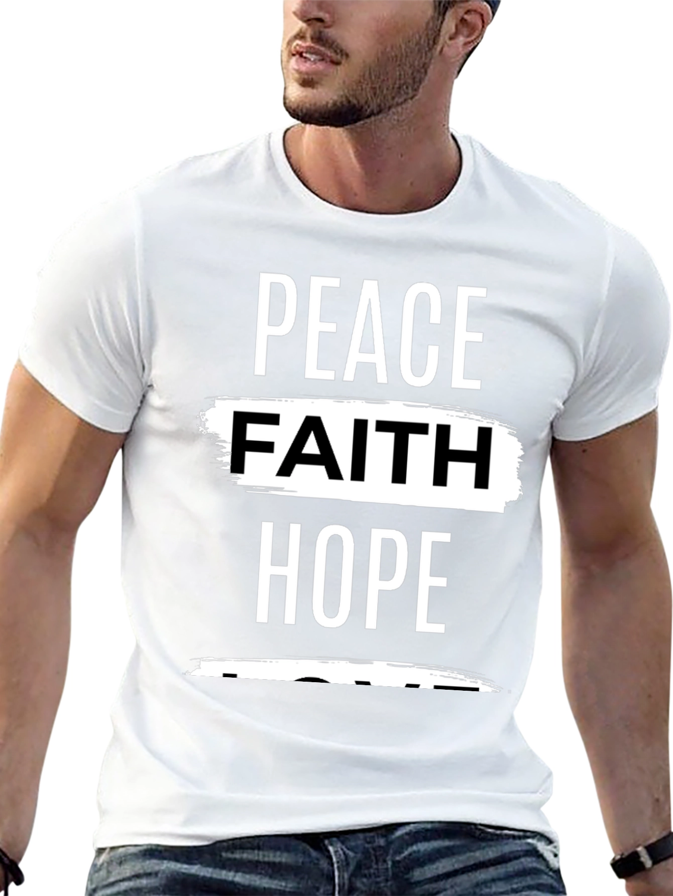 Peace Faith Hope Graphic Tee - Black