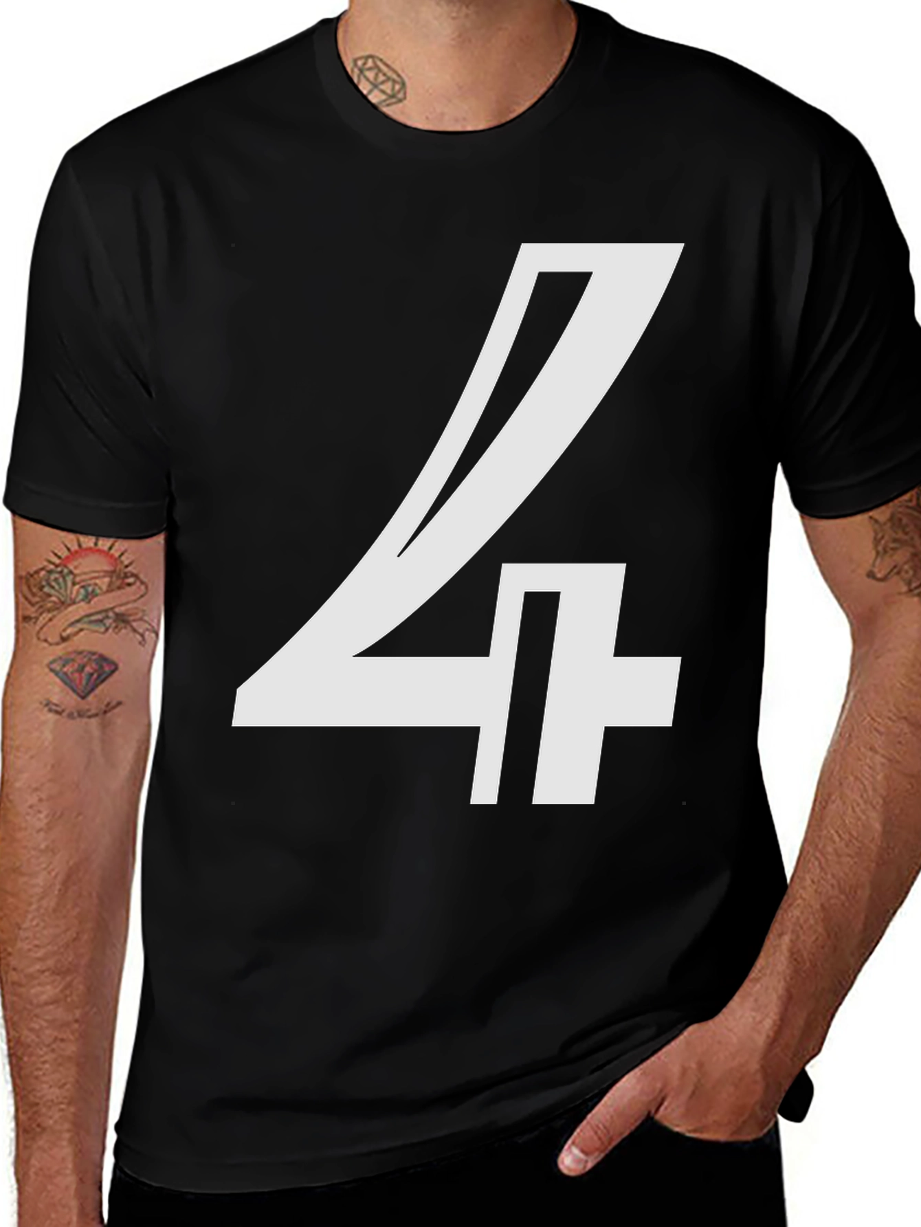 Bold Number 4 Graphic Tee - Black