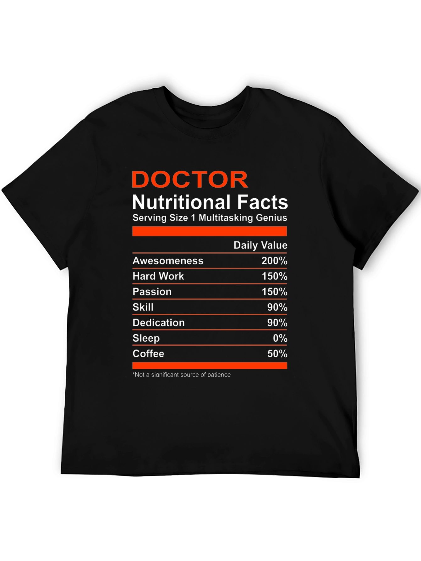 Doctor Nutritional Facts Funny Graphic T-Shirt