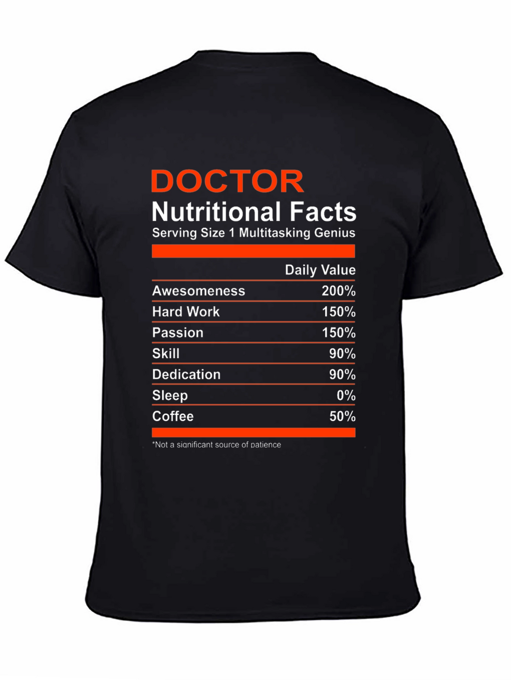 Doctor Nutritional Facts Funny Graphic T-Shirt
