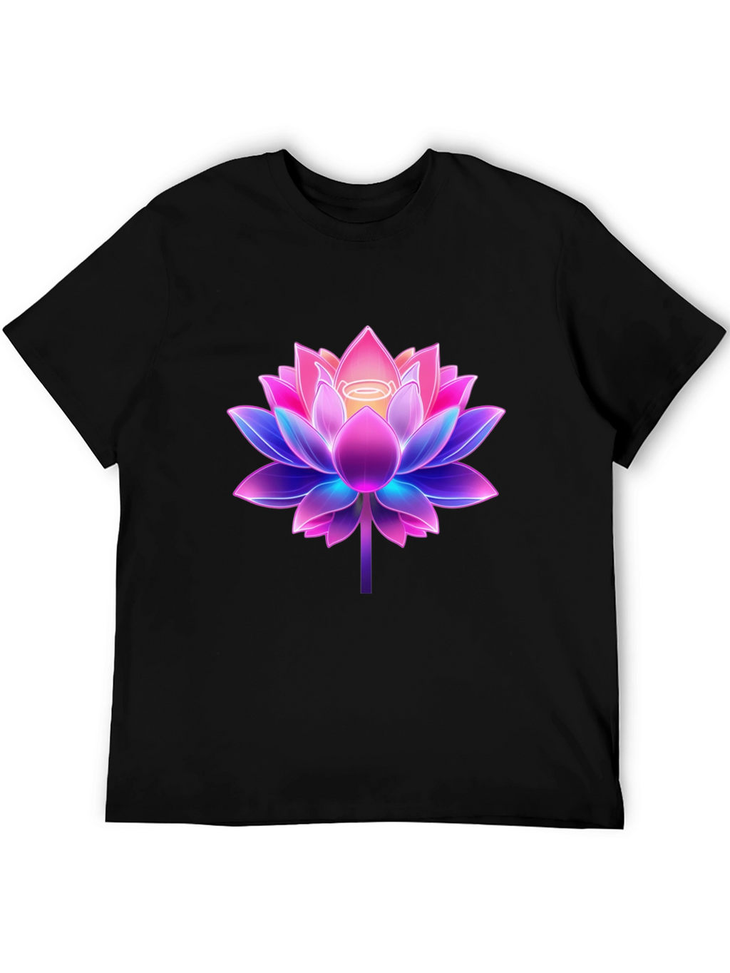 Lotus Flower Graphic Tee - Black Cotton Blend Shirt