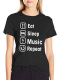 Eat Sleep Music Repeat T-Shirt - Black Graphic Tee