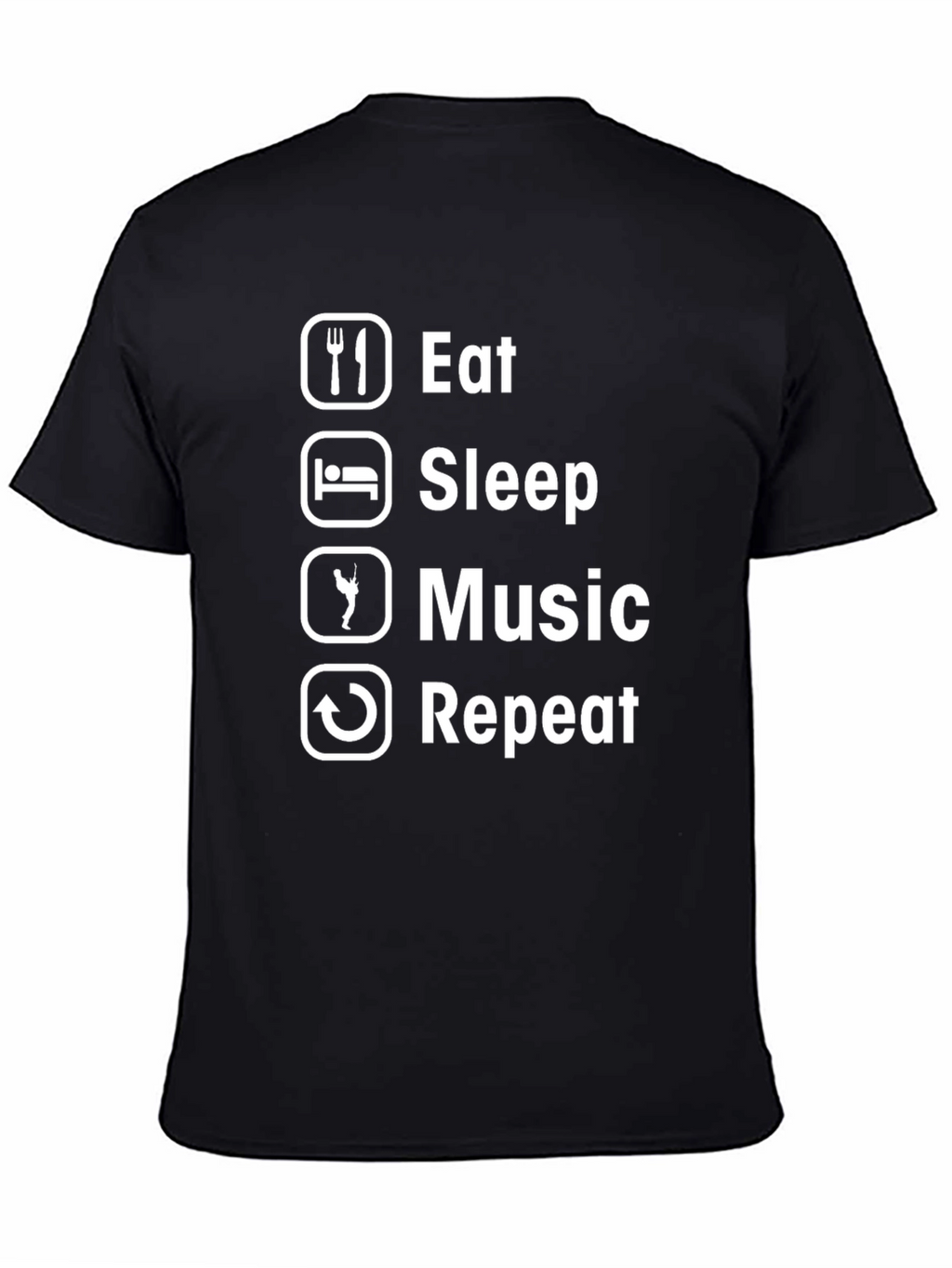 Eat Sleep Music Repeat T-Shirt - Black Graphic Tee