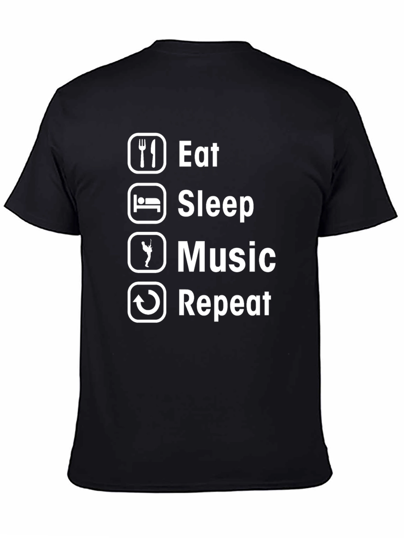 Eat Sleep Music Repeat T-Shirt - Black Graphic Tee