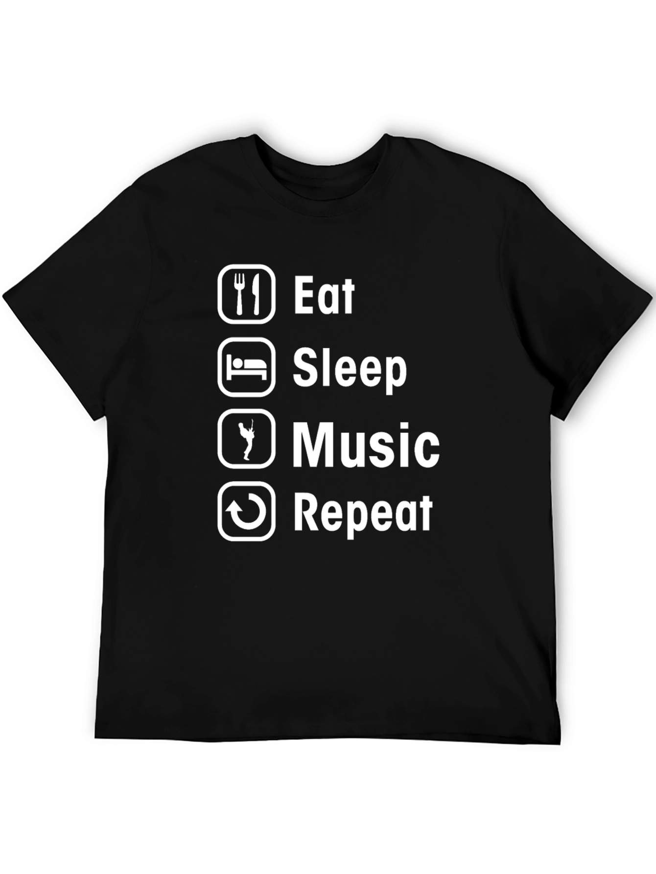 Eat Sleep Music Repeat T-Shirt - Black Graphic Tee