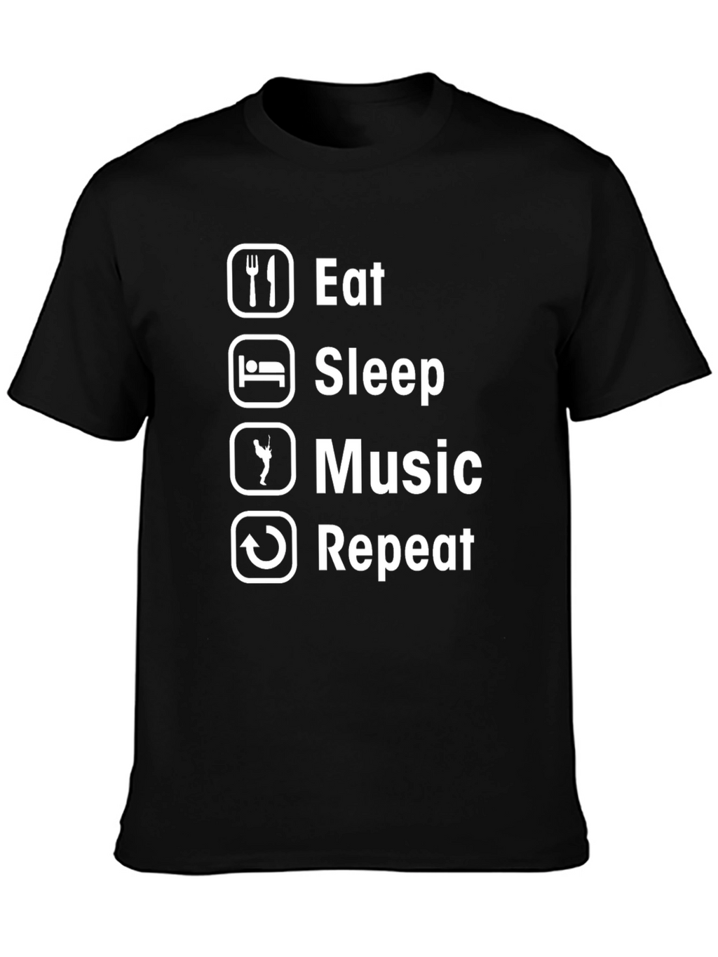 Eat Sleep Music Repeat T-Shirt - Black Graphic Tee