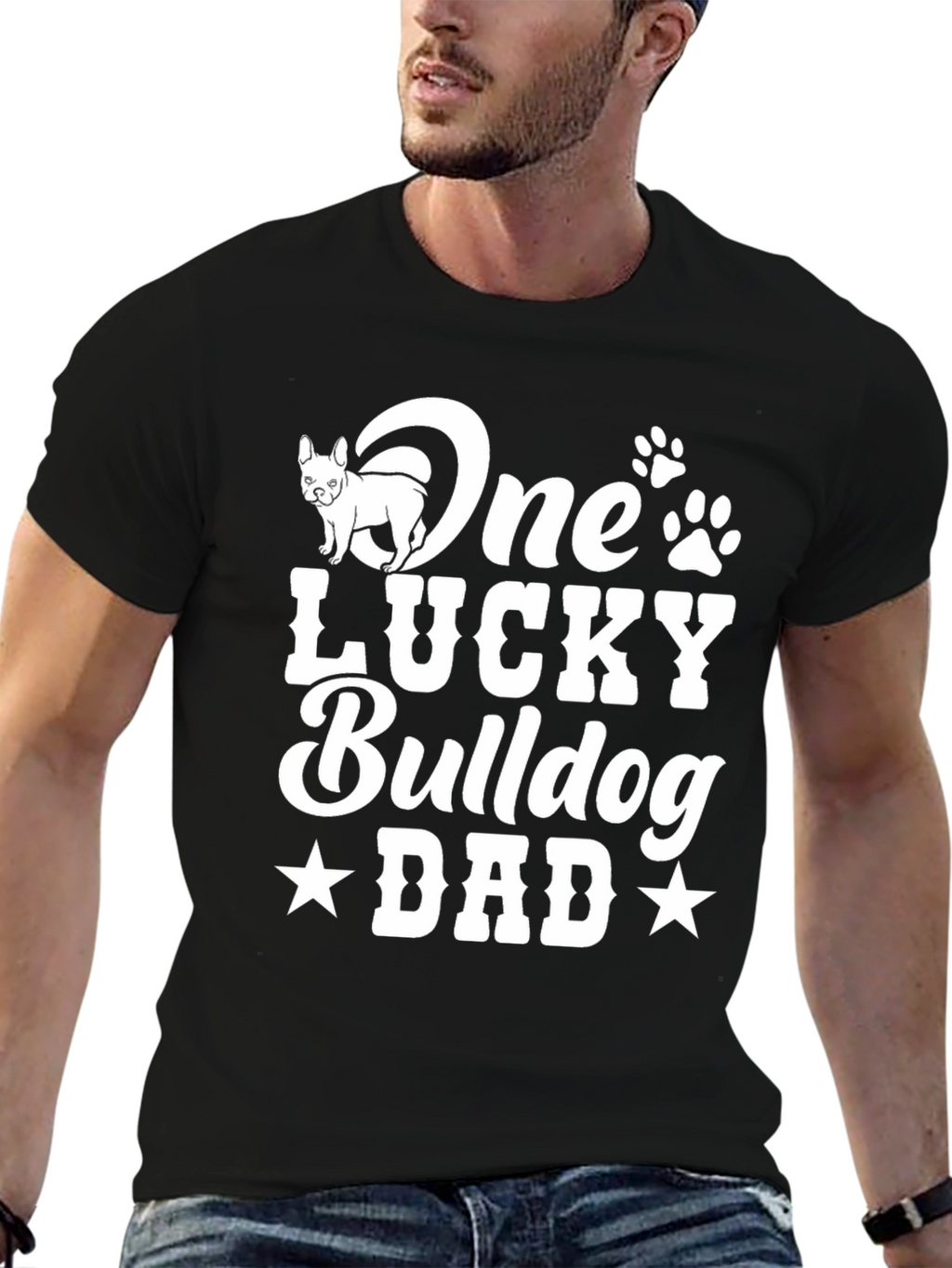 One Lucky Bulldog Dad T-Shirt