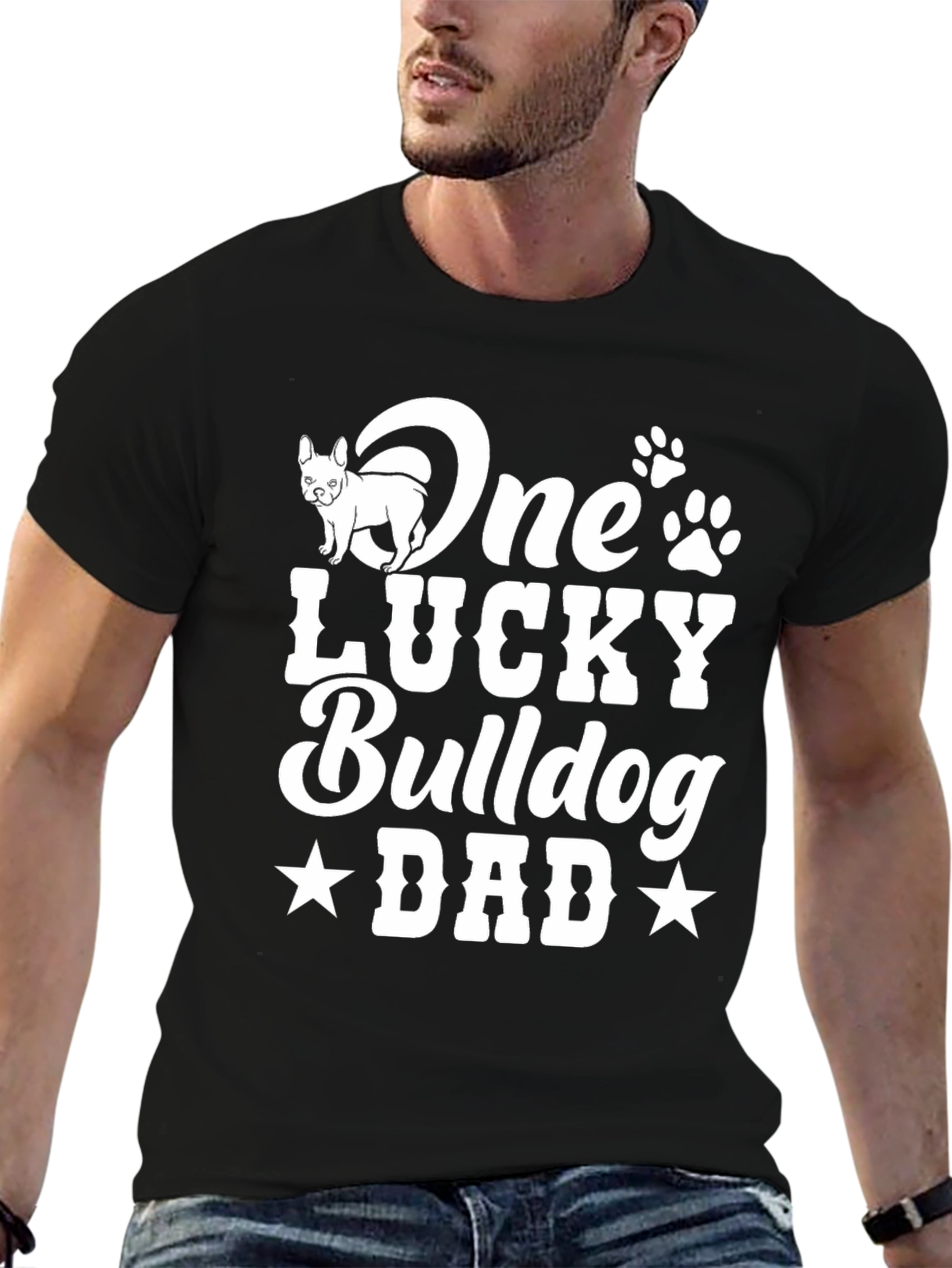 One Lucky Bulldog Dad T-Shirt