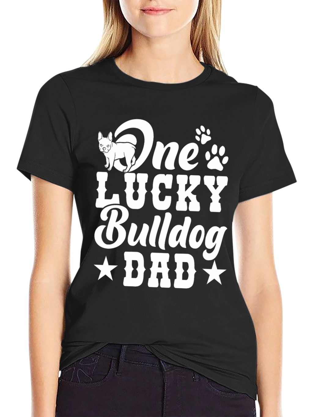 One Lucky Bulldog Dad T-Shirt