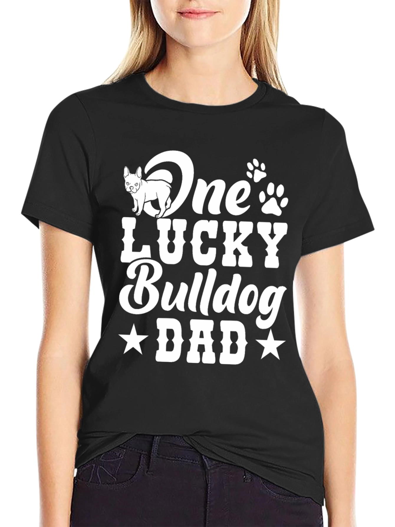 One Lucky Bulldog Dad T-Shirt