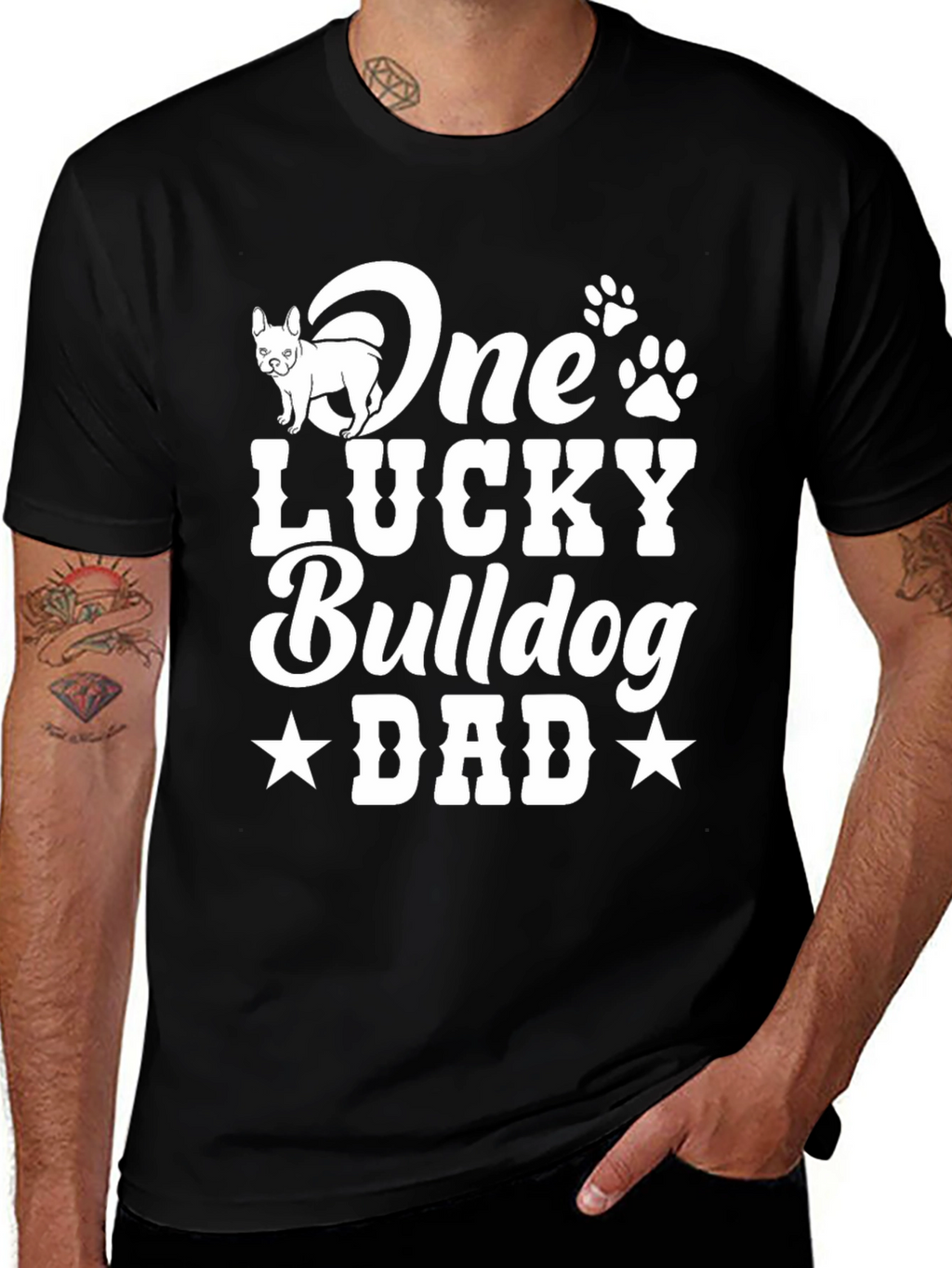 One Lucky Bulldog Dad T-Shirt