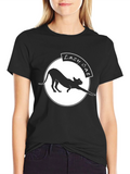 Lazy Cat Graphic Tee - Black Crew Neck