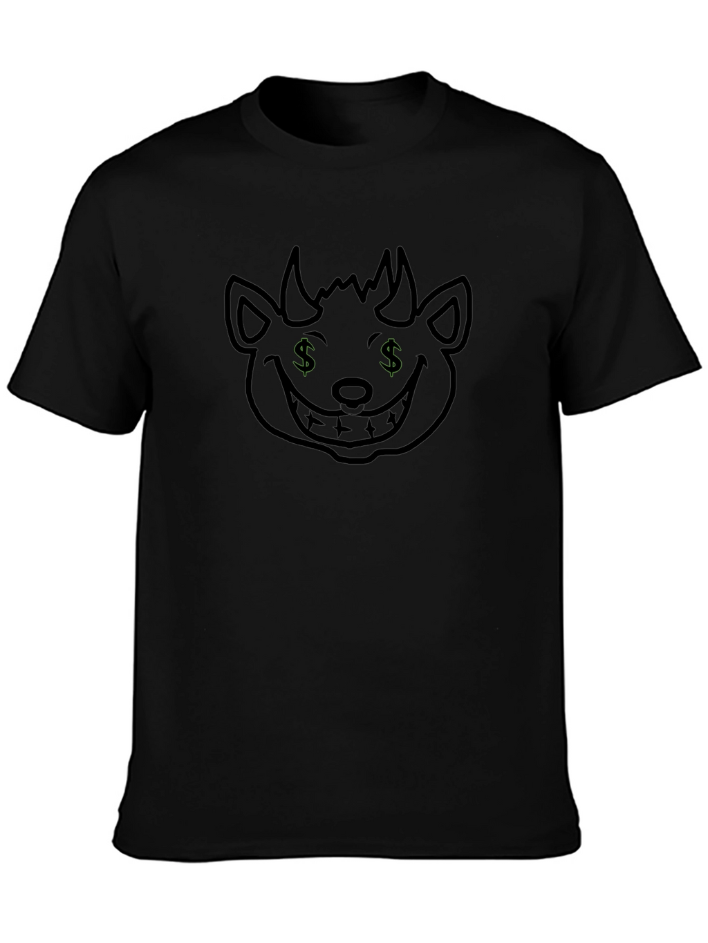Black Tee with Money Demon Graphic